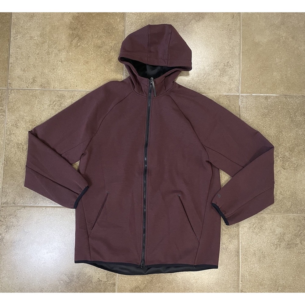 Russell Athletic Hoodie Mens Sz M Burgundy Fusion Knit Full Zip Sweater Jacket